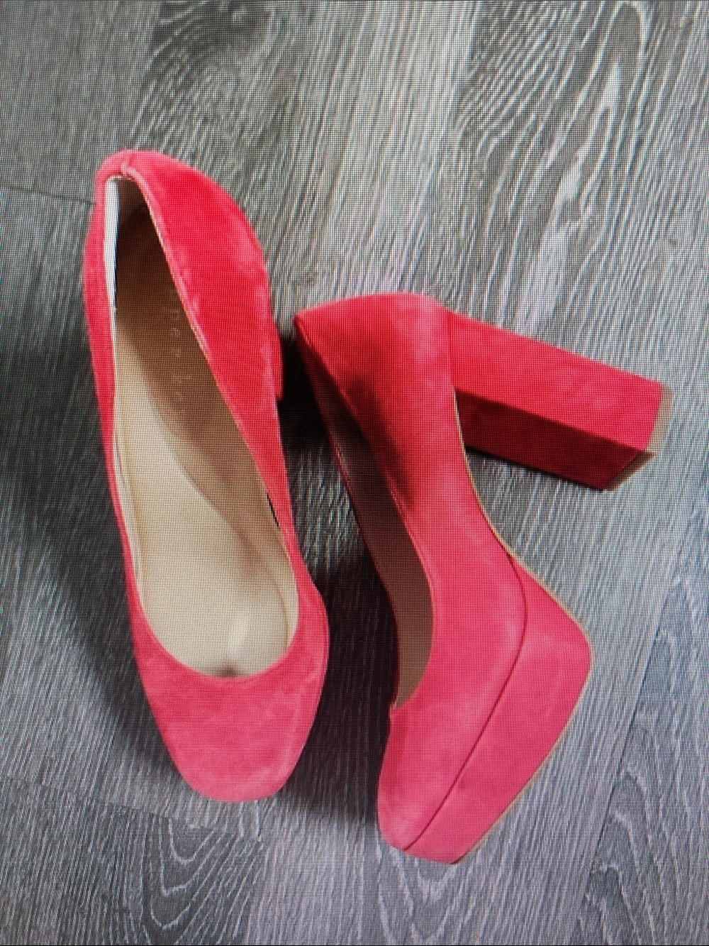 Platform Block Heels in Red Suede — Women’s Fashion Pumps